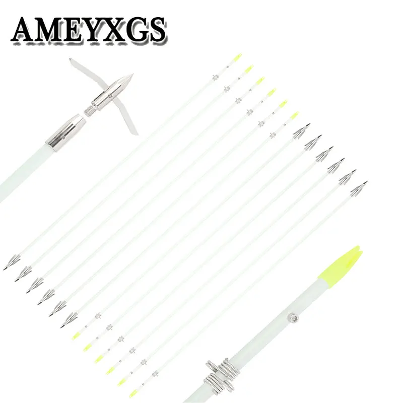 

10pcs Archery 33.5inch Bowfishing Arrow Fiberglass Arrow OD8mm Replace Arrowhead Hunting Fishing Shooting Accessories