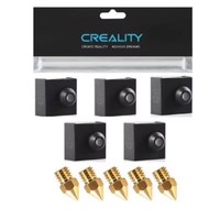 Creality Official 3D Printer 5PCS Brass Nozzle 0.4mm + 5pcs Heating Block Silicone Cover for Ender-3 Series/Ender 5 Series