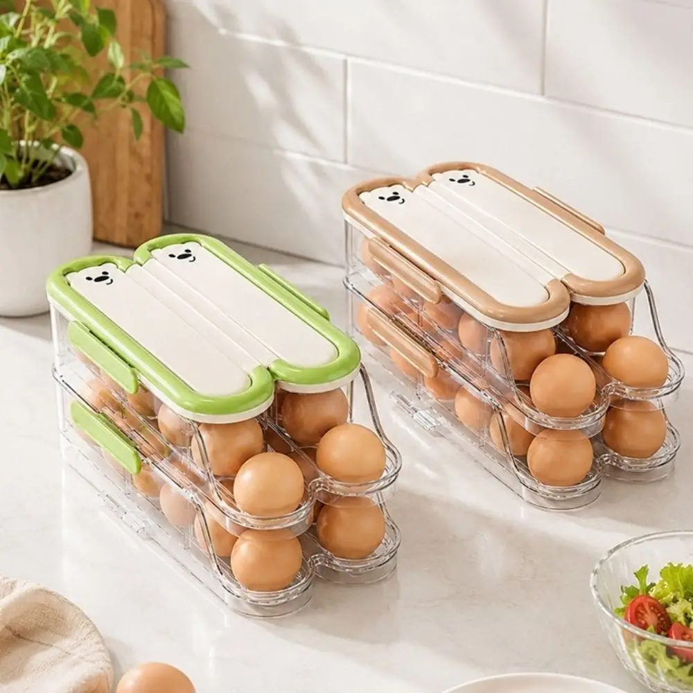 Food Grade Automatic Rolling Egg Container Transparent Stackable Egg Storage Box Large Capacity with Lid Large Egg Holder