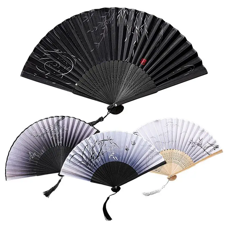 Bamboo Folding Fan Paper Chinese Styles Hand Held Anitque Art Craft Summer Female Party Dance Props Home Decoration
