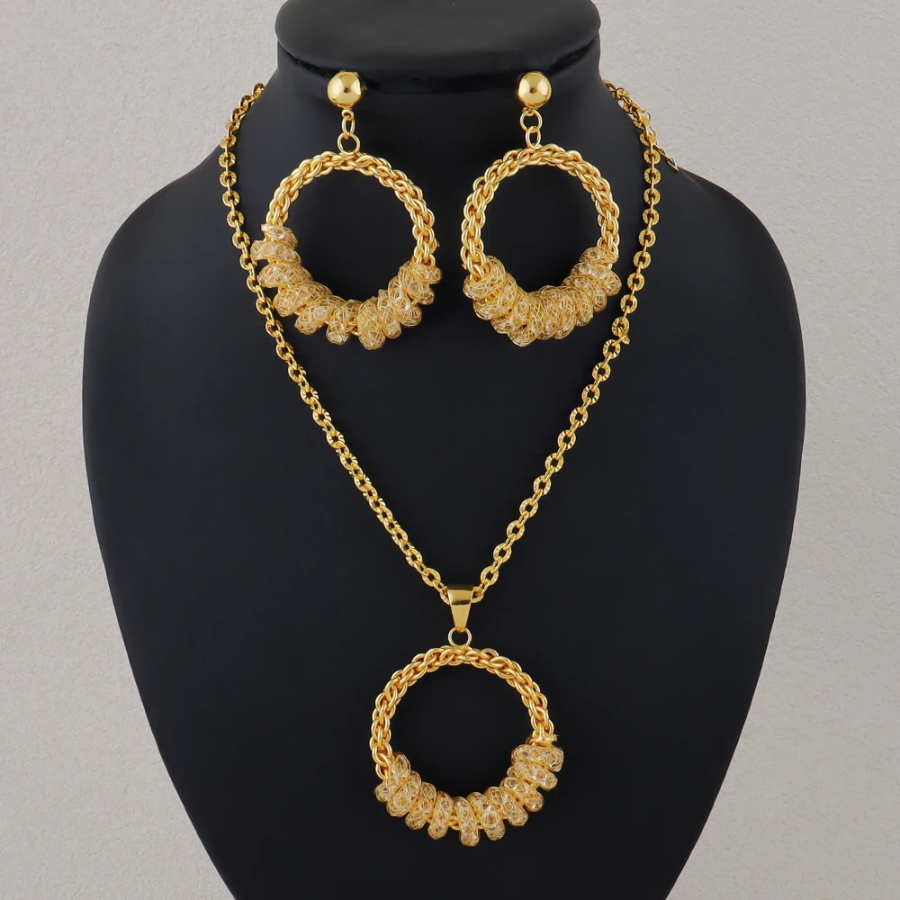 

Комплект украшений из нигерийского позолоченного ожерелья и серег в Дубае, подходящий для повседневного ношения и свадебных подарков