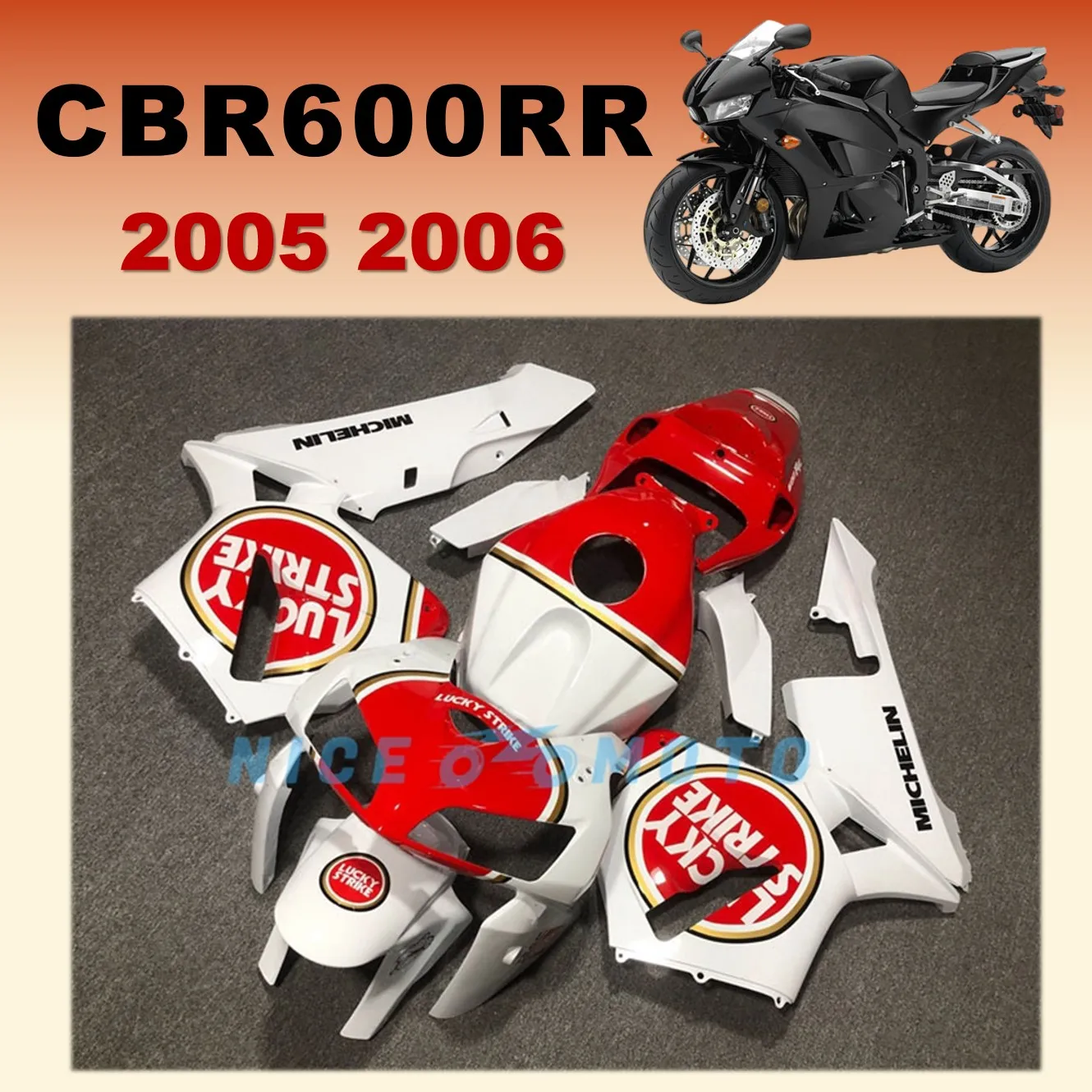 

Motorcycle Fairing Kits Fit For Honda 05 06 CBR 600RR CBR600RR 2005 2006 White Red Flame Plastic Shell Bodywork Set