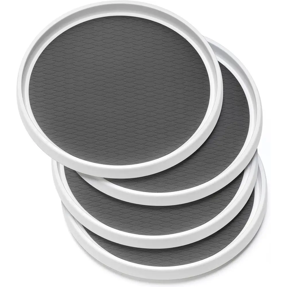 

Set of 4, 10 Inch Non-Skid Lazy Susan Organizers - Turntable Rack for Cabinet, Pantry Organization and Storage, Kitchen, Fridge,