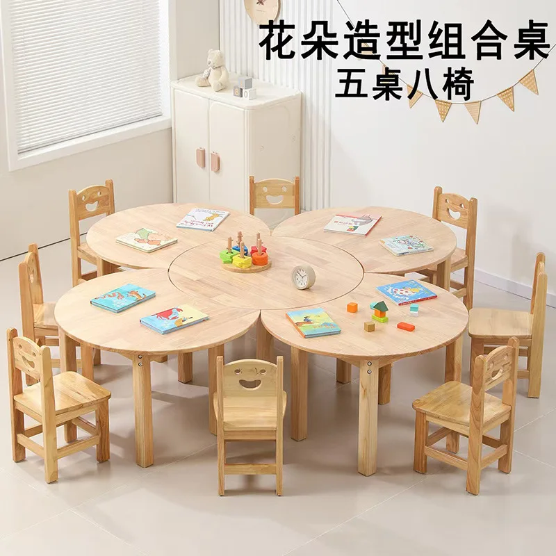 

Kindergarten baby table and chair special table for children's learning Solid wood children's handmade table Kindergarten
