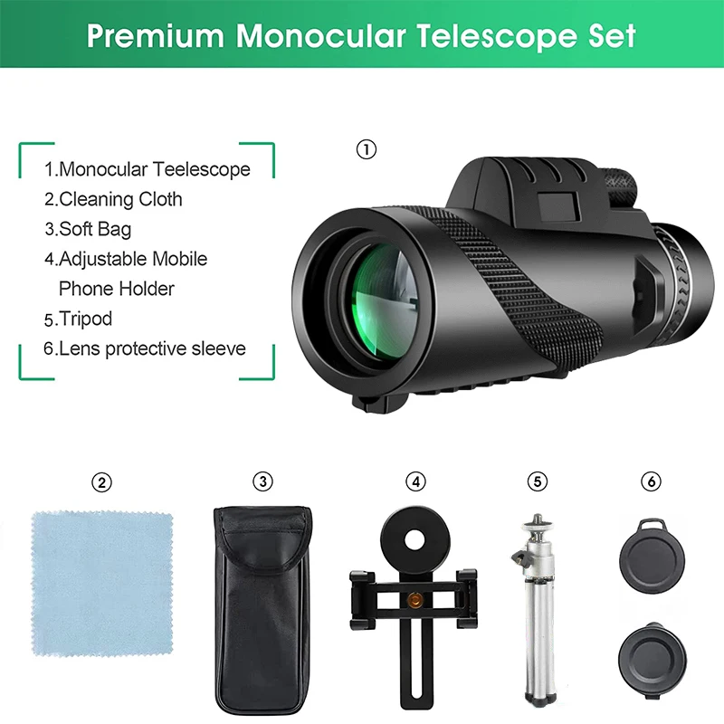 HOT 80x100 HD ZOOM Powerful Monocular Telescope Portable Binoculars Long Range Telescope Hunting Camping With Tripod Phone Clip