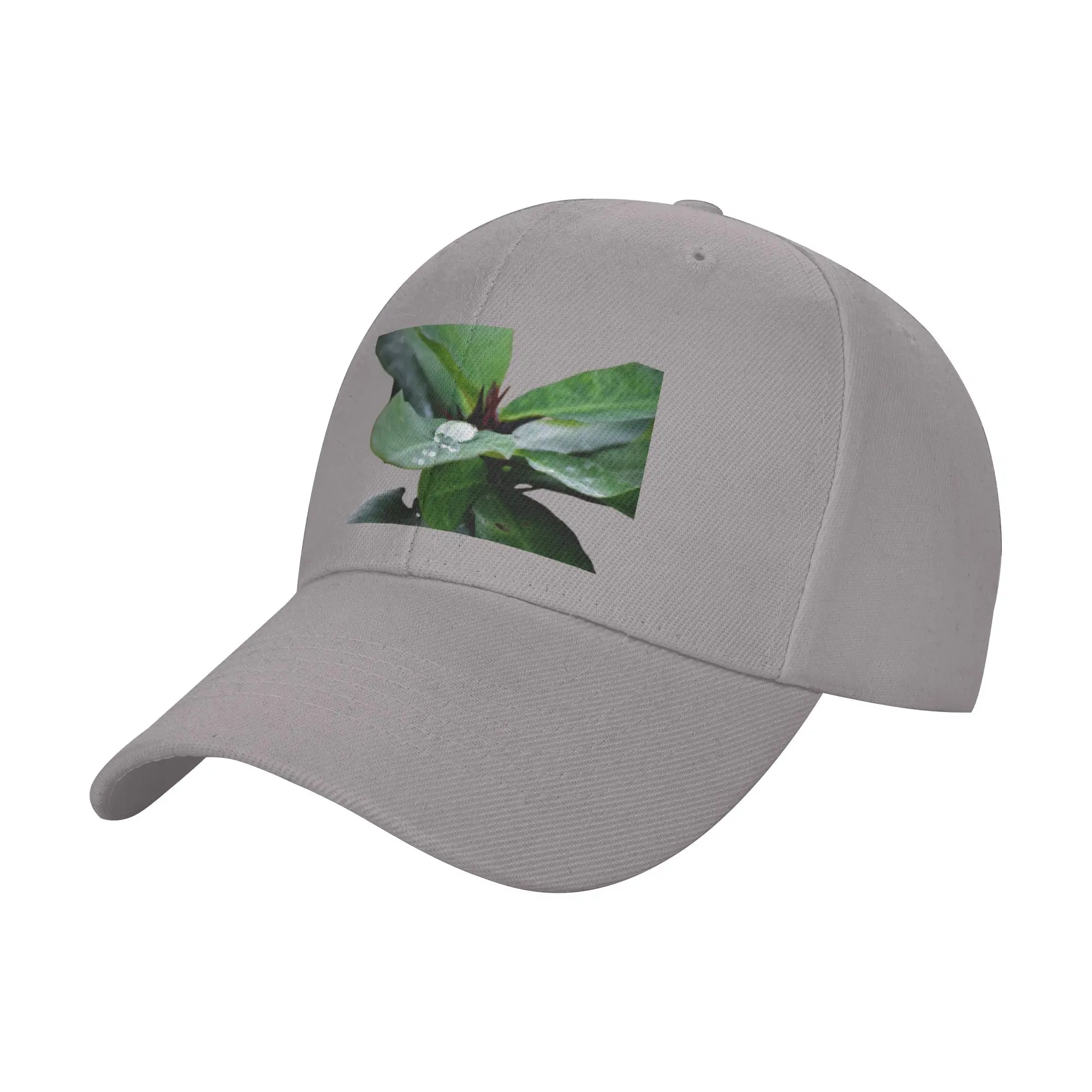 A thorny plant with fresh green leaf and a due drop on it Trendy Baseball Cap Construction Work Peaked Cap Hip Hop Cap