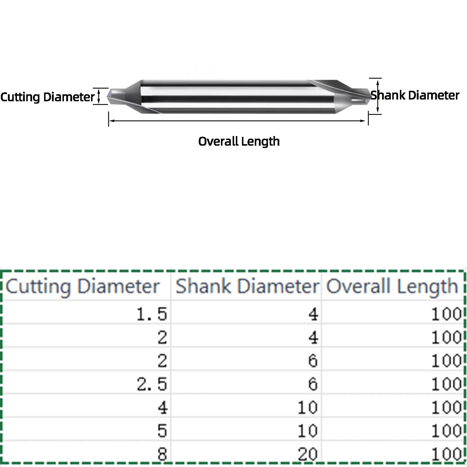 HRC55° TCT Center Drill 1/1.5/2/2.5/3/4/5/6/8mm Cemented Carbide Cnc Metal Processing Aluminum Copper Machining Tools Kit Set