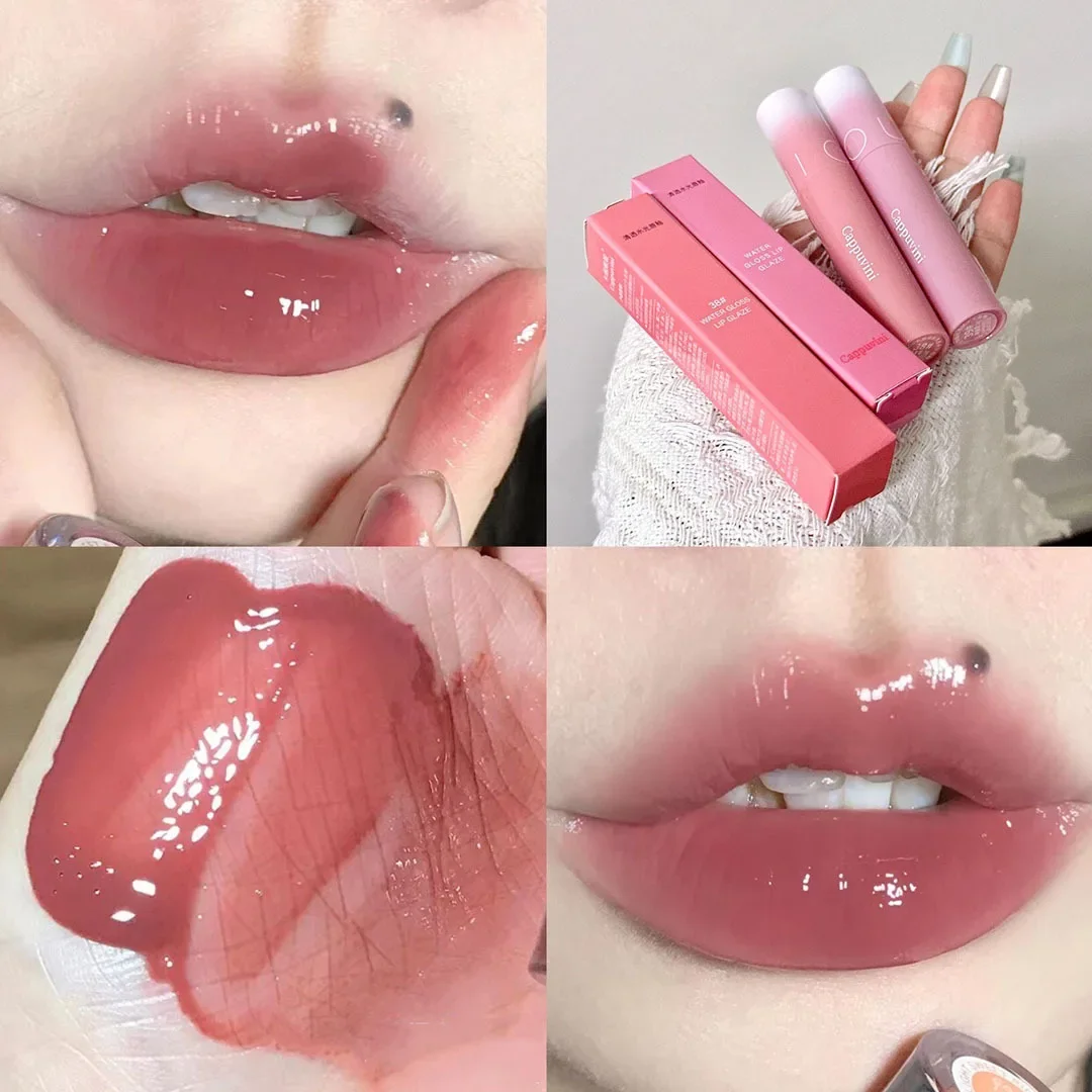 4 Farben Lip gloss Kristall gelee feuchtigkeit spendende Lippen plump ing wasserdicht lang anhaltende flüssige Lippenstift Make-up sexy Lippen tönung Kosmetik