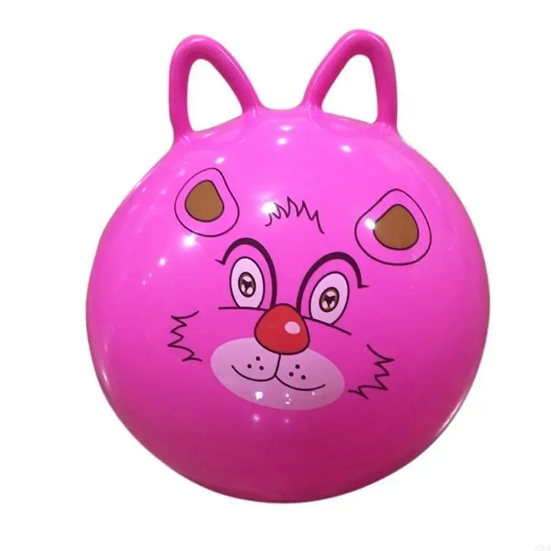 Bola salto inflável com orelha gato, bola retrô com alça, brinquedo ao ar livre para crianças