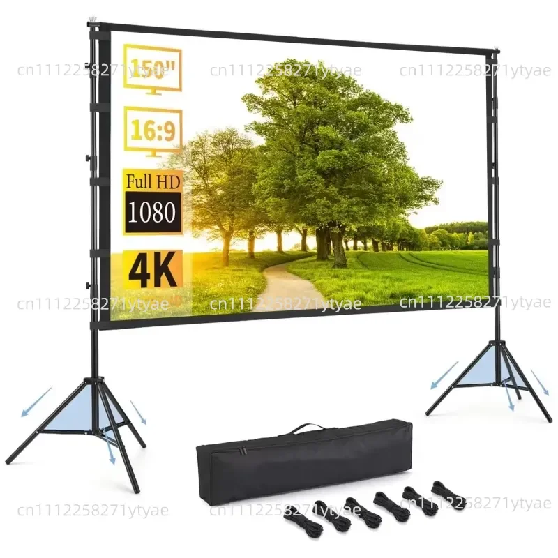 Projector Movie Screen Tripod, 100 120 150 Fast Folding Stand Projection Screen Outdoor Cinema