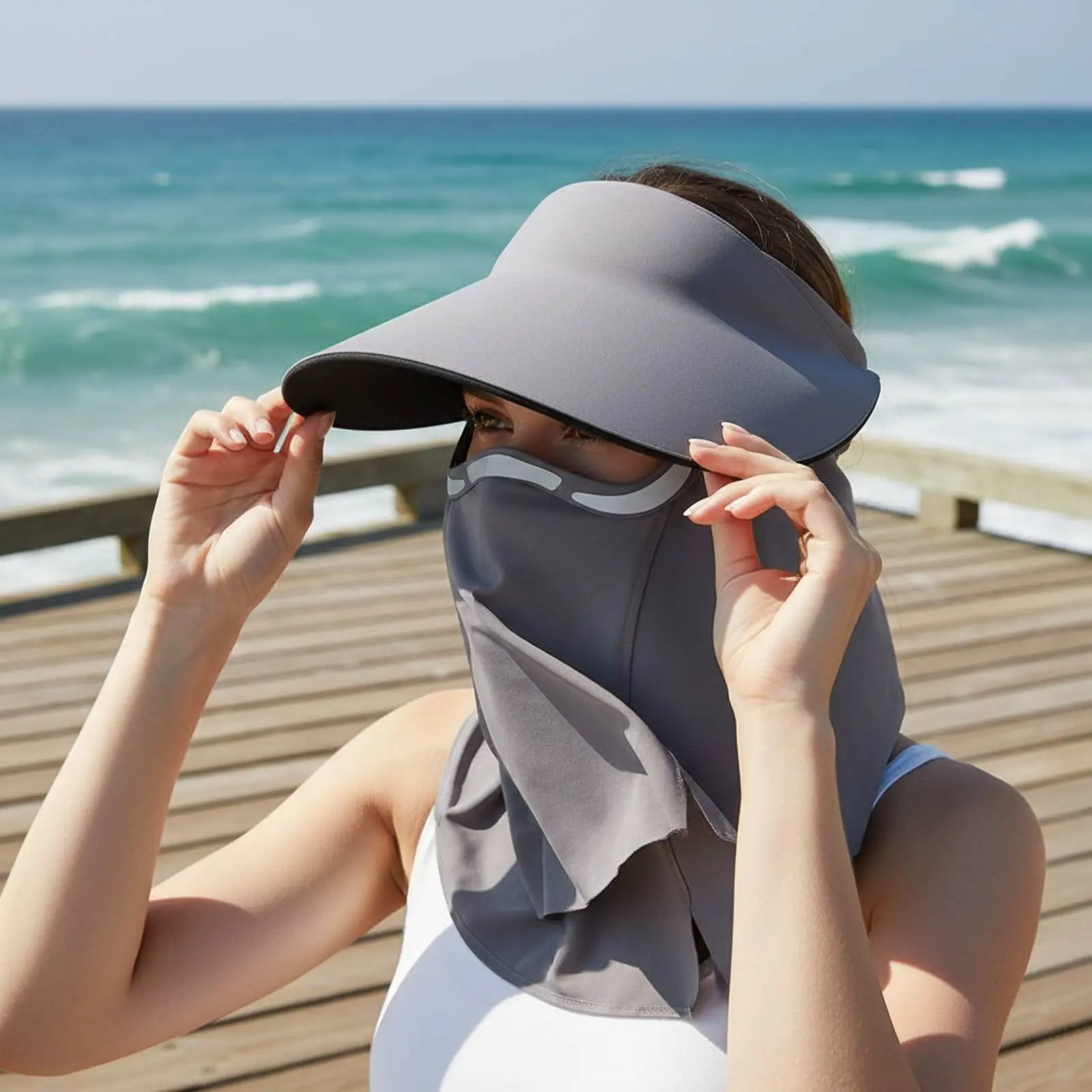 

Detachable Neck Flap Hat Full Coverage Attachable Sun Protection Hat for Summer, Travel