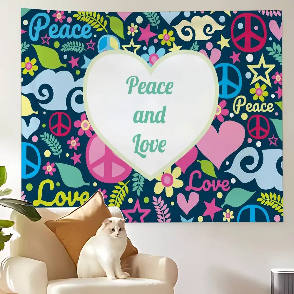 Peace And Love Tapestry Customizable Tapestries Of Various Styles,wall Hangings, Celebrity Photo Printing,wall Hangings