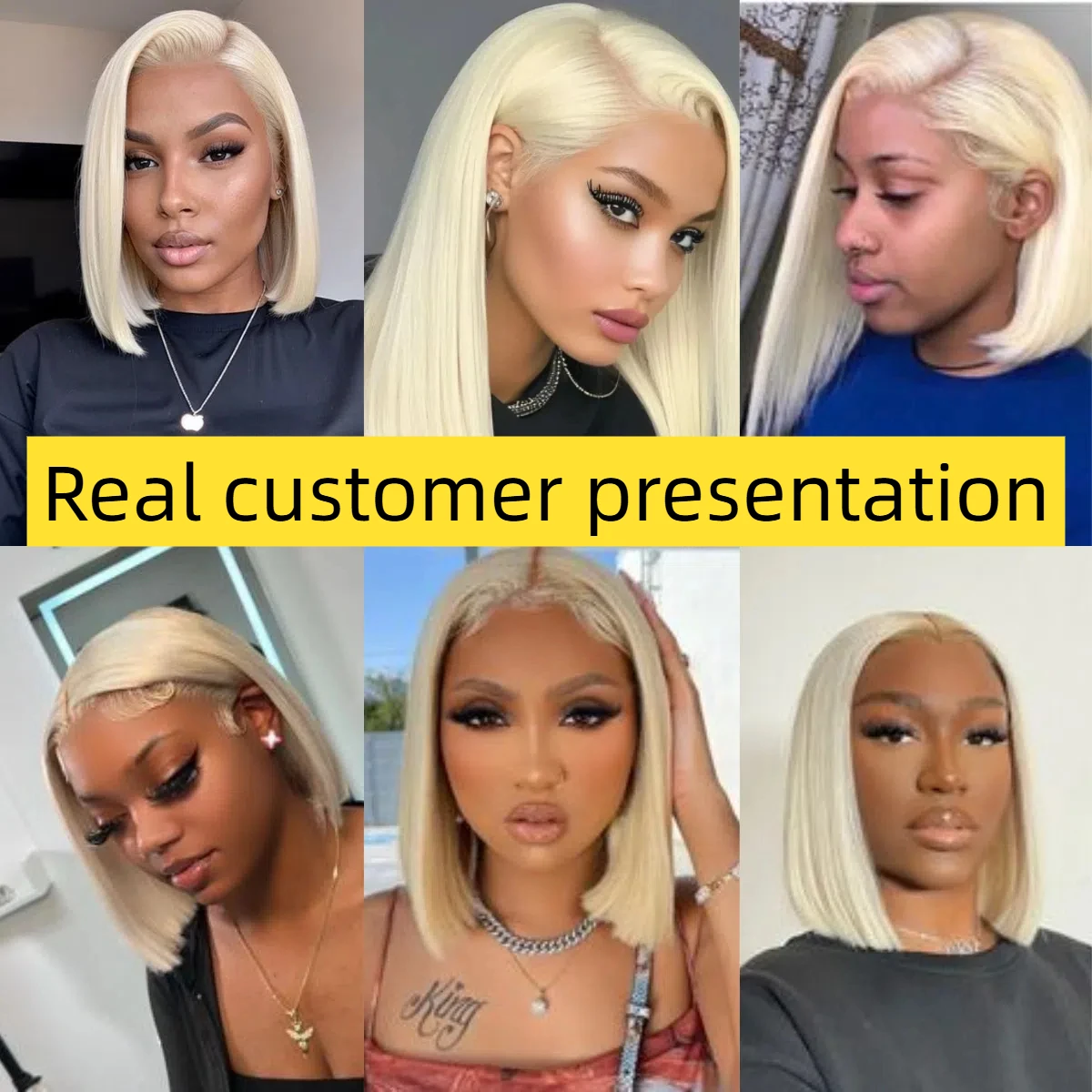 شقراء بوب قصيرة شعر طبيعي مفرود 200% الكثافة 613 بوب شعر مستعار شعر الإنسان 10 بوصة 613 13x4 Hd الدانتيل شعر مستعار أمامي قبل قطعها مع