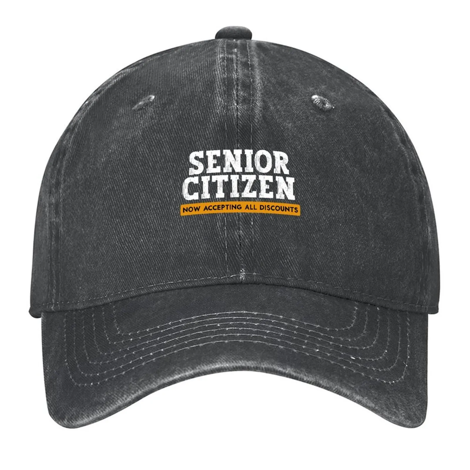 

Funny Senior Citizen Now Accepting Discounts Design Grandpa design Baseball Cap Rave luxury caps Women's Beach Outlet Men's