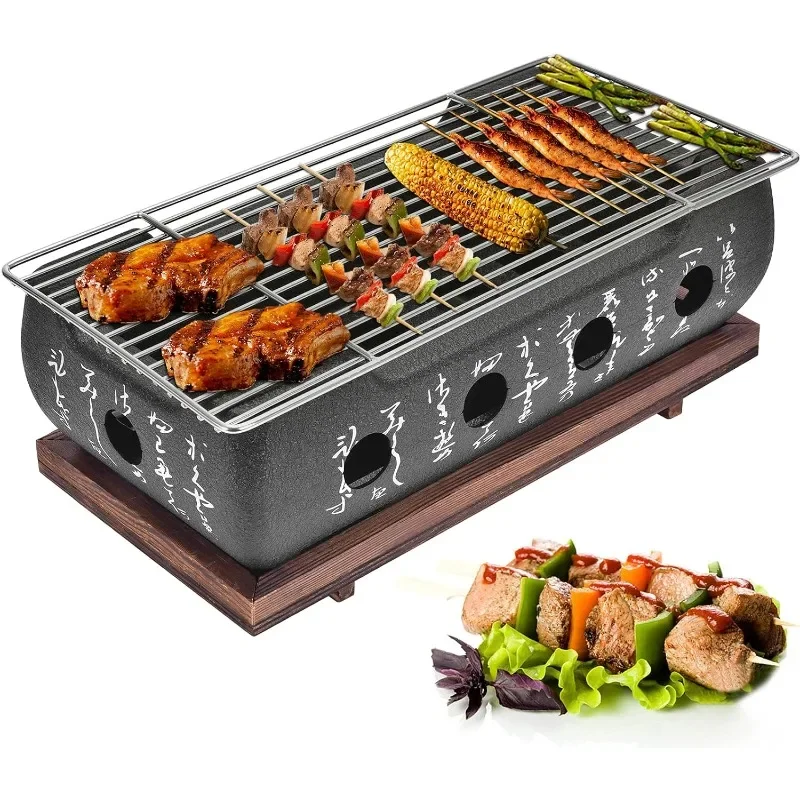 HAOYUNMA-Grille de barbecue portable de style japonais, poêle à charbon en alliage avec grillage métallique, vous en valez la peine