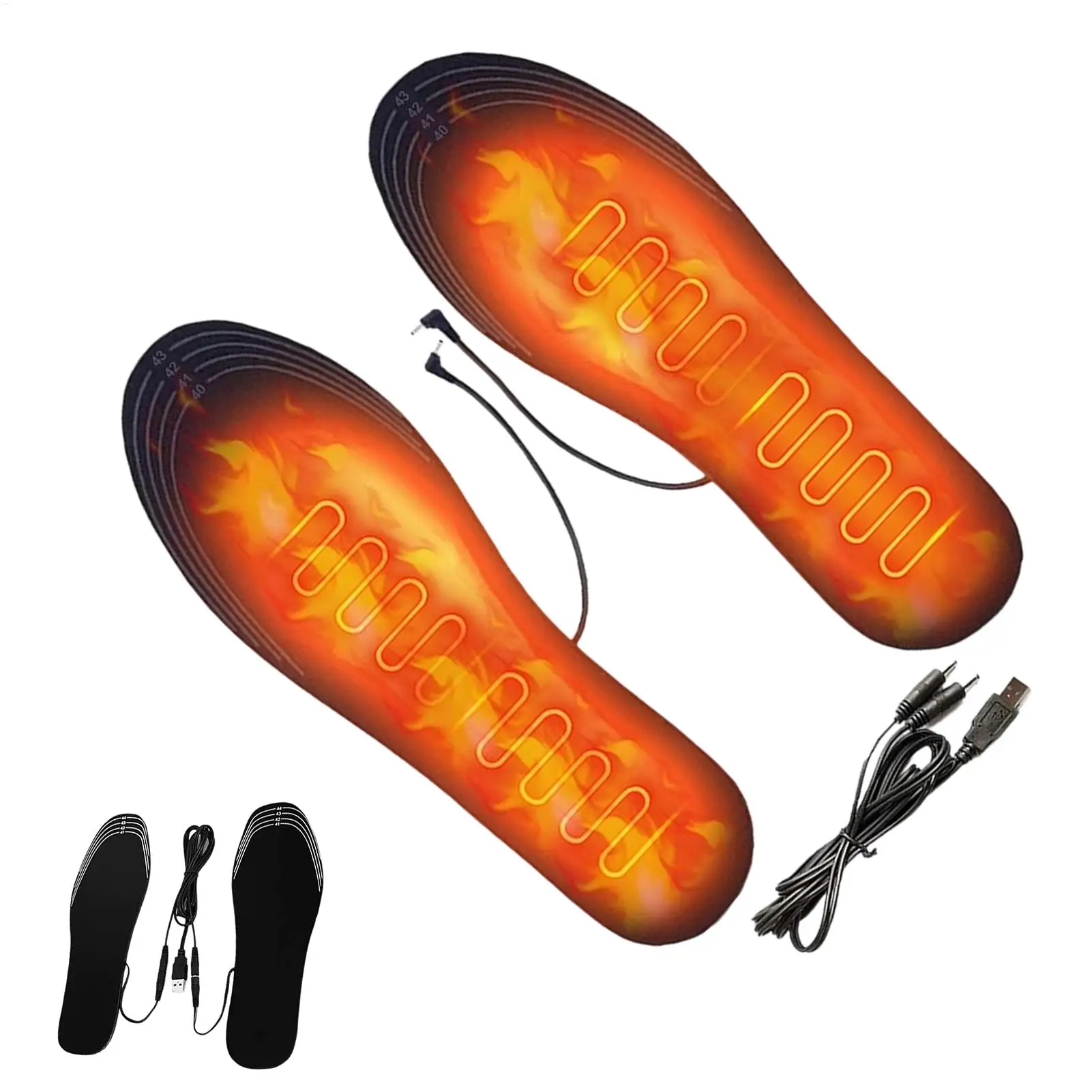 Beheizbare Einlegesohlen, wiederverwendbar, USB-betrieben, thermische Einlegesohlen, Fußwärmer für kaltes Wetter, für Männer und Frauen, Outdoor, Camping