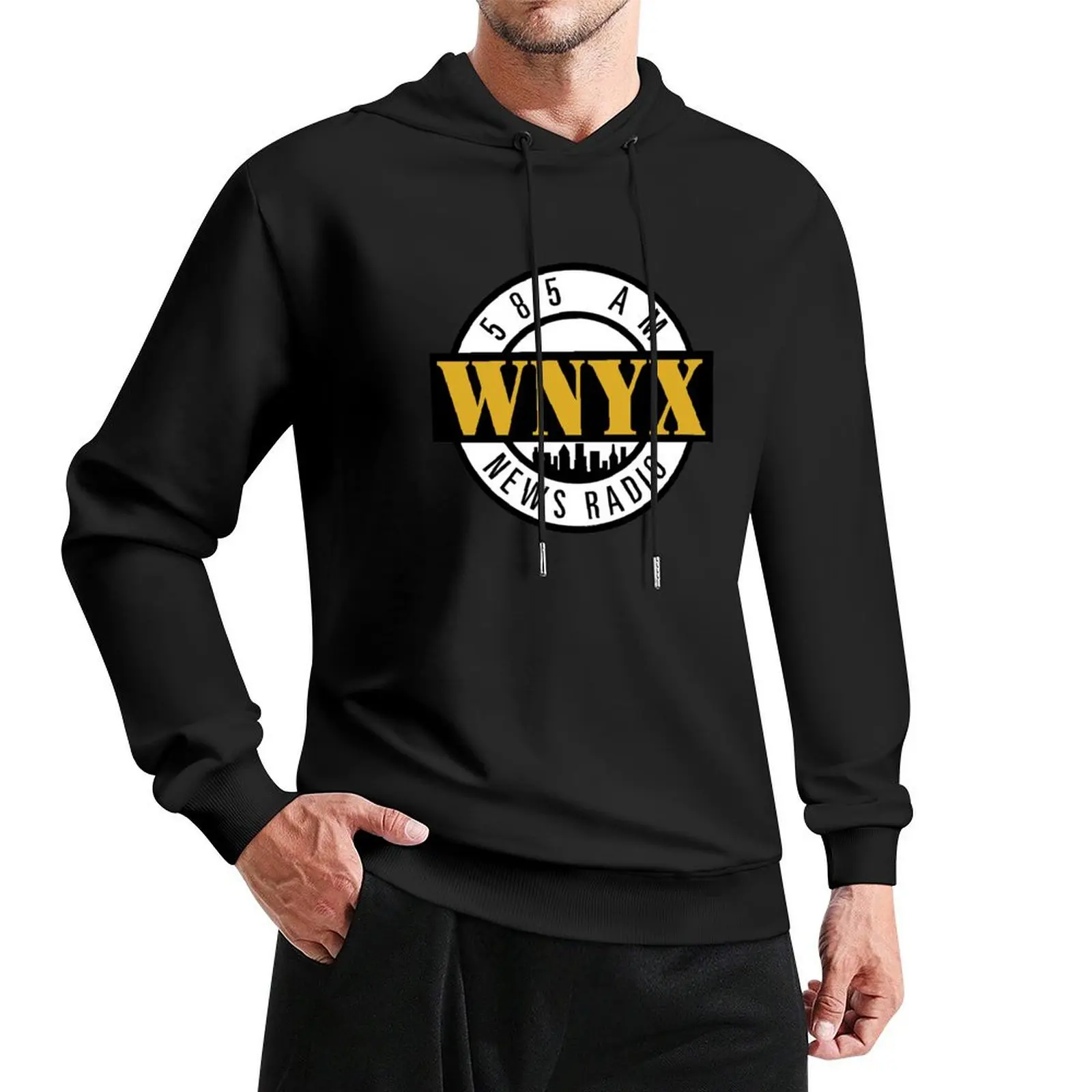 WNYX 585 AM News Radio Pullover Hoodie graphic t shirts men men's autumn clothes men's clothes fashion men anime hoodie