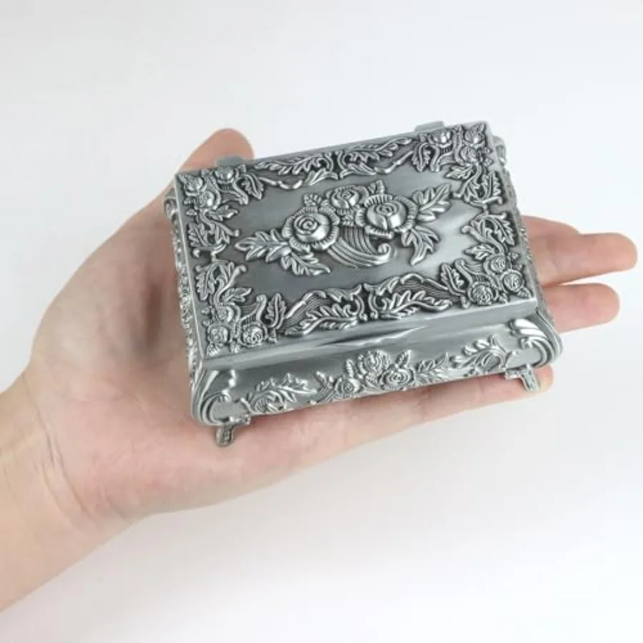 Vintage Jewelry Box Metal Trinket Memory Keepsake Box Jewelry Organizer Gothic Gifts for Women Antique Decor Earring Necklace R