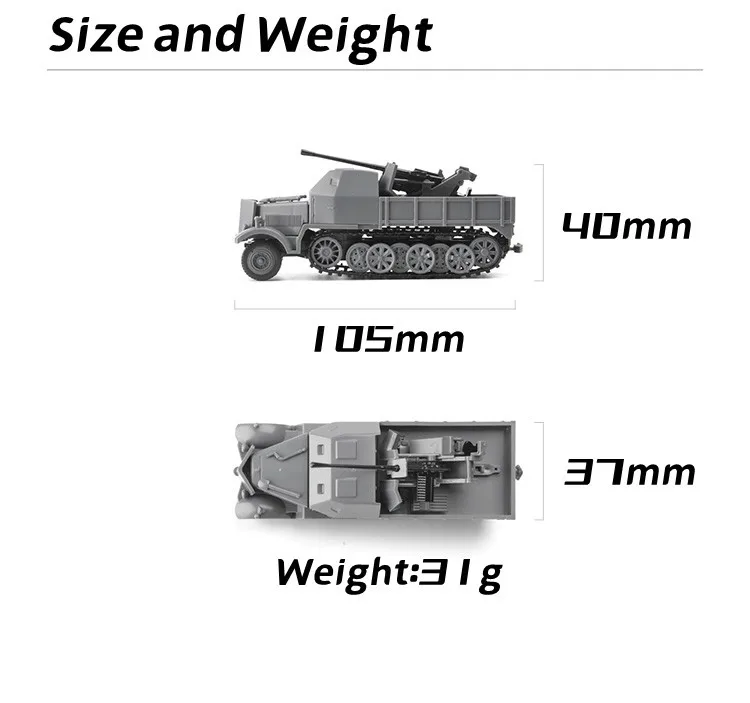 4D 1/72 World War II German SD.KFZ.7/2 Flak37 Half-track Anti-aircraft Armored Vehicle Assembly Military Model Toy A28