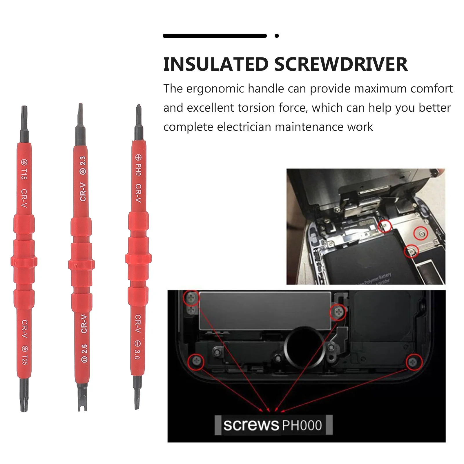 

1 set 1 Set Insulated Electrician Screwdriver Kit Durable Non-Slip Ergonomic Design For Home Repair Maintenance Tool Slotted