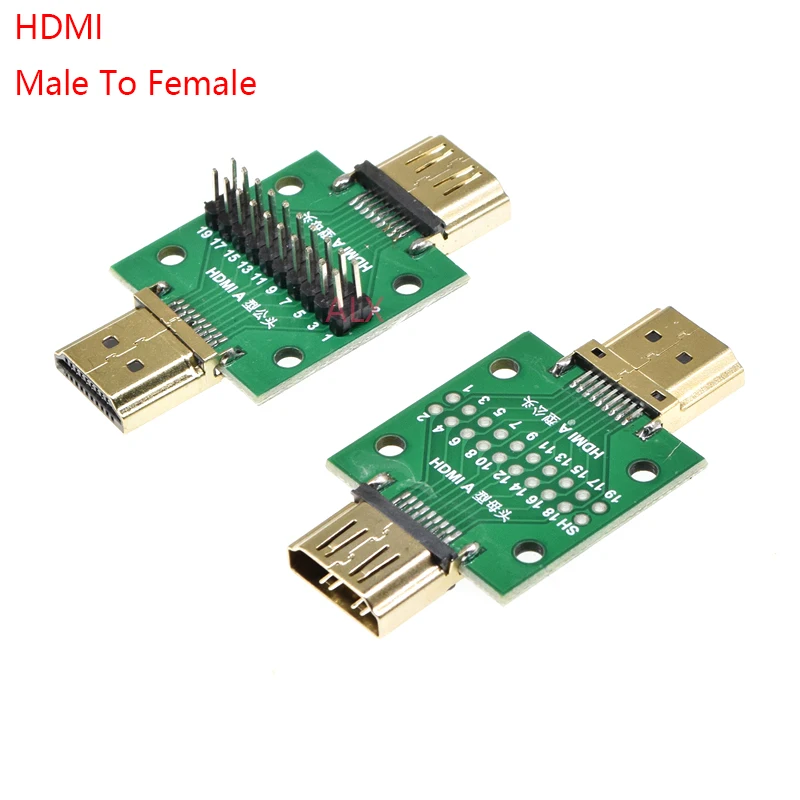 1pcs HDMI Male and Female Test Board MINI Connector with Board PCB 2.54mm pitch 19/20pin DP HD A Female To Male Adapter Board