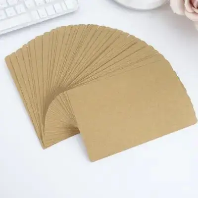 

50Pcs Kraft Paper Envelopes Blank Classic Khaki Business Letter Storage Document File Envelope for Wedding Holiday Greeting