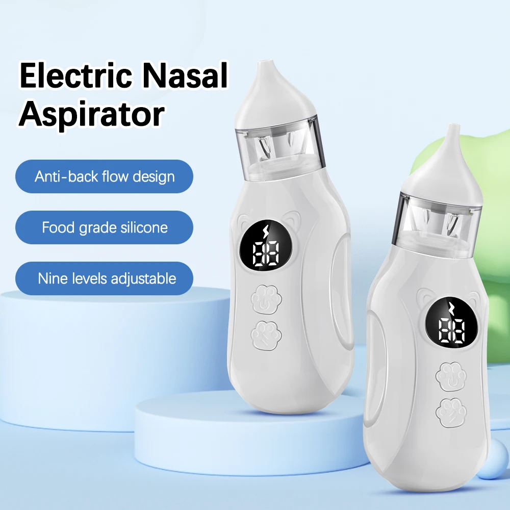 

Electric Baby Nasal Aspirator Nose Sucker for Baby & Toddler Rechargeable Newborn Nose Cleaner 9 Suction Levels 2 Silicone Tips