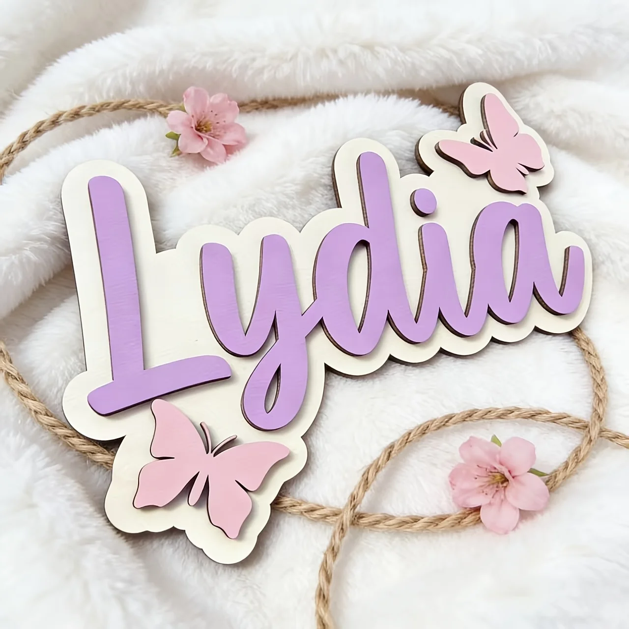 Personalized Blue & Pink Butterfly Name Room Sign, Customizable Pastel Door Plaque, Nursery Bedroom Decor, Sweet Gift view 6