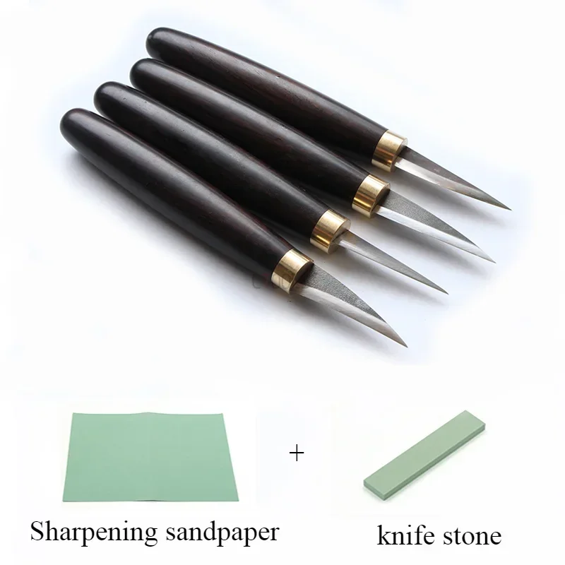 Whittling Wood Carving Knife Hand Tool Set Sharp Blade Tip Redwood Handle Wood Carving Wood Chisel Professional Woodworking Tool