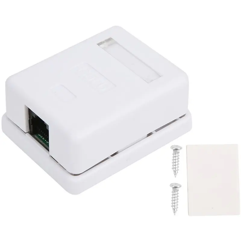 [NEW!A93G】 Desktop Information Junction Box 2Pcs Cat6 RJ45 8P8C Mount Box Single Port Wall Coupler Connector Jack Adapter