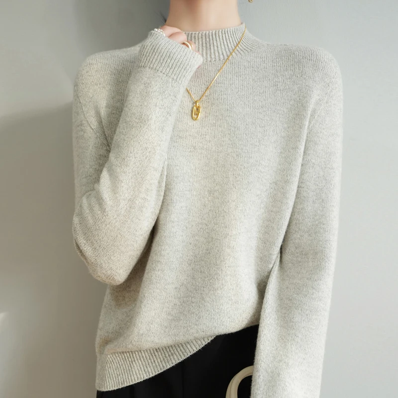 Wool Women's Mock Necked Long-sleeved Pullover Thick Warm Sweater Autumn and Winter Fashion New Women's Cashmere Clothes