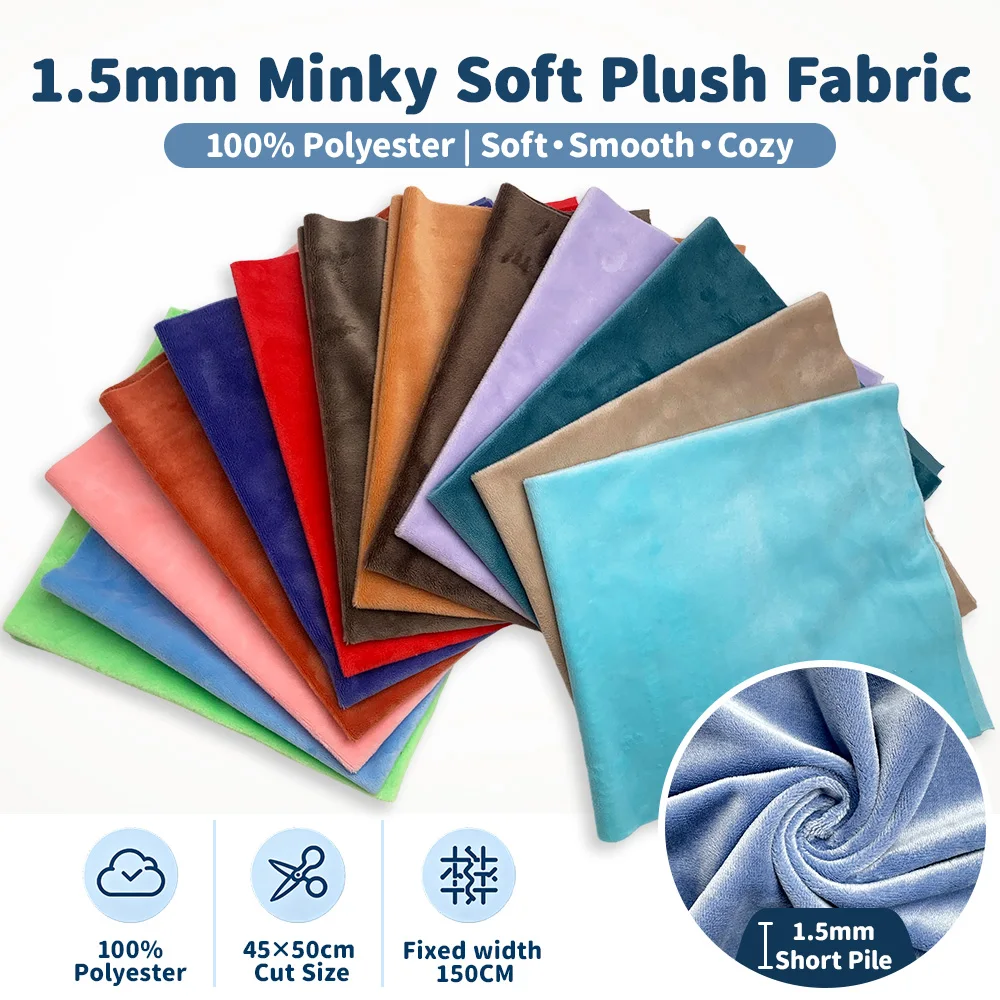 2027 0.5/1m New 48 Color Shorty Sewing Fabric High-count High-density For Cotton Doll Hair DIY Sewing Material Blanket Handcraft