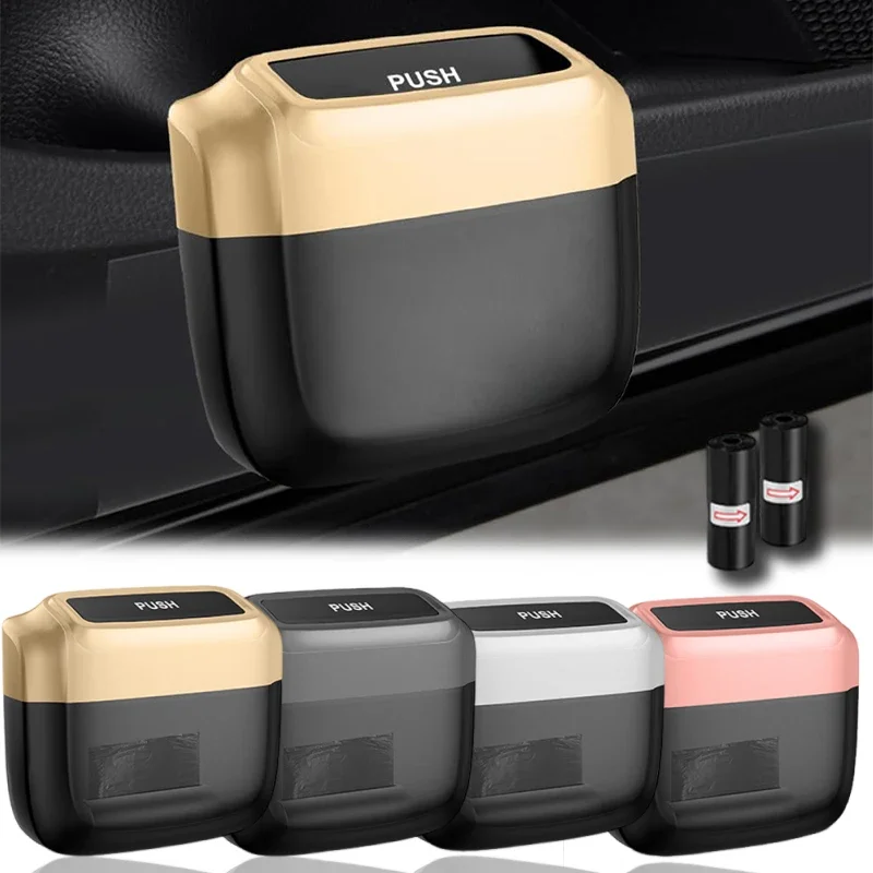 

Mini Car Trash Can Hanging Car Storage Box ABS Side Door Trash Can Integrated Built-in Trash Bag Auto Parts Interior Accessories