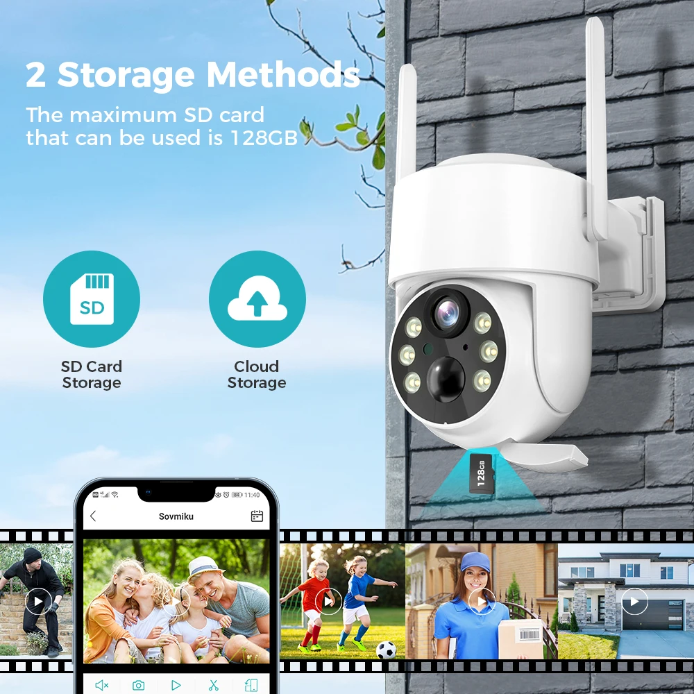 4MP WiFi Solar Camera Outdoor Night Vision PTZ IP Camera With Solar Panel Recharge Battery CCTV Video Surveillance Cameras