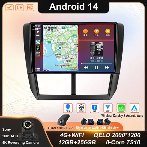Android 14 Carplay Auto para Subaru Impreza GH GE 2007 2008 2009 2010 2011 Radio de coche reproductor Multimedia unidad principal estéreo 4G WiFi
