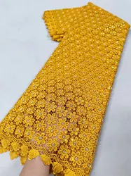 Latest African Guipure Sequins Cord Lace Fabric 2024 High Quality Water Soluble Nigeria Fabrics For Sewing Women Wedding