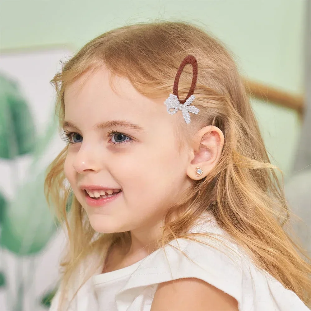 2pcs Girls Ins Imitation Pearl Bow Hair Clips Baby Girl Hairpins for Kids Barette Princess Hooks Infant Accessories Wholesale