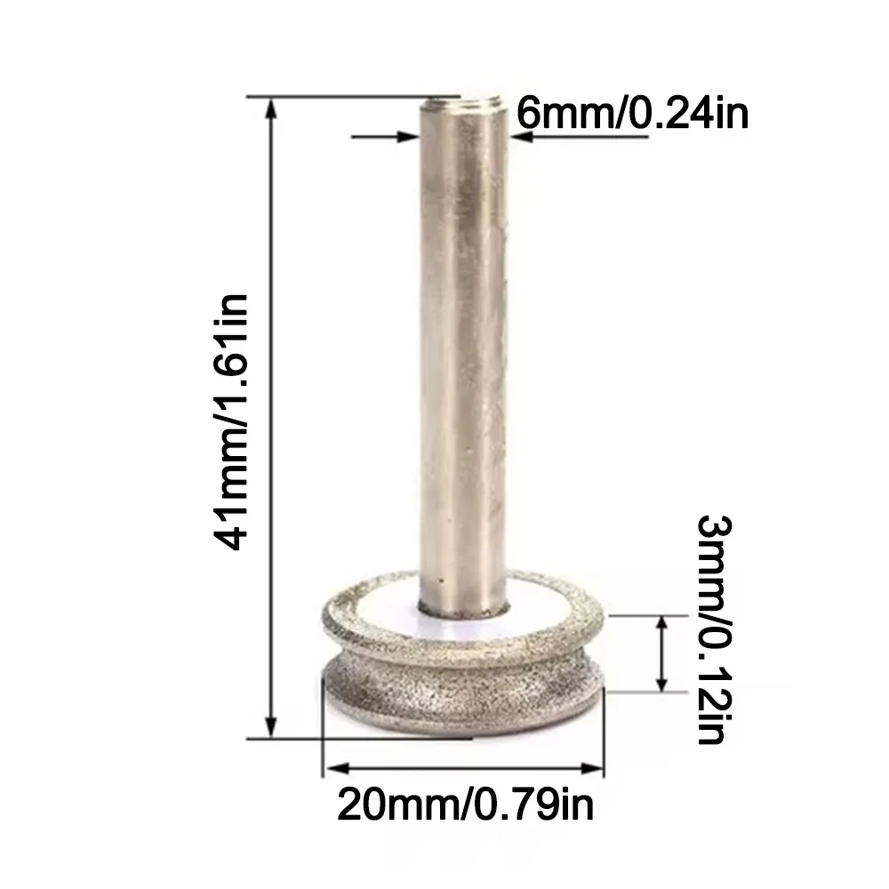 2-12mm Concave Diamond Grinding Wheel Glass Round Burr Drill Bits Shank Diameter 6mm Sharpening Rotary Grinding Tool