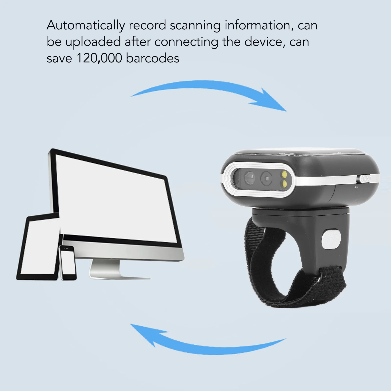 

Ring Barcode Scanner 2.4G Wireless Bluetooth 2D Code Reader Wearable Finger Barcode Scanning Tool