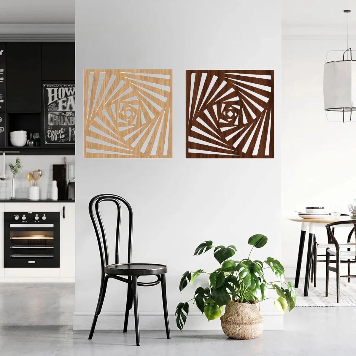 2 Stück böhmische Holz-Wandkunst-Dekoration, langlebig, moderne Heimdekoration, Wandbehang, Skulptur, Statue für Wohnzimmer, Schlafzimmer