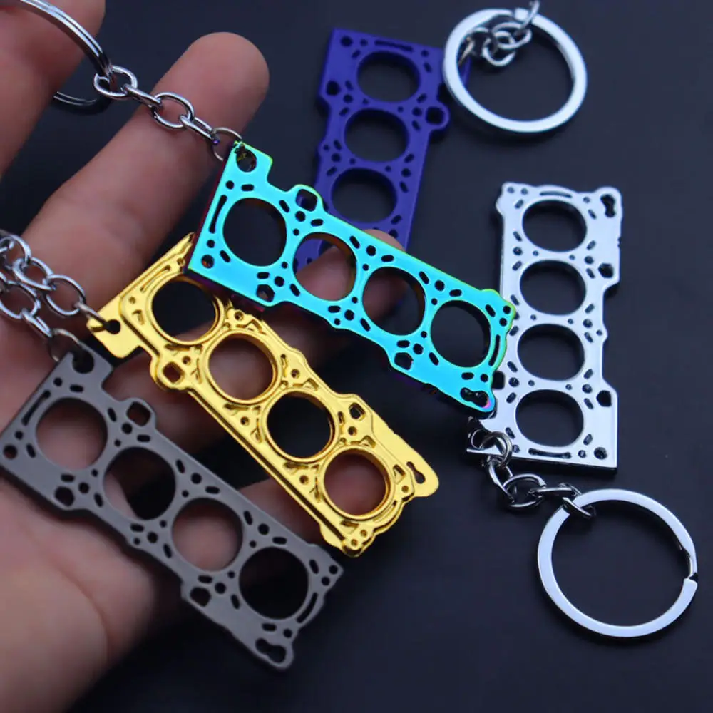 Tuning Keychain Car Modification Cylinder Head Engine Gasket Model Keychain Key Ring DIY Key Chain For F1 Racing Fans Gifts