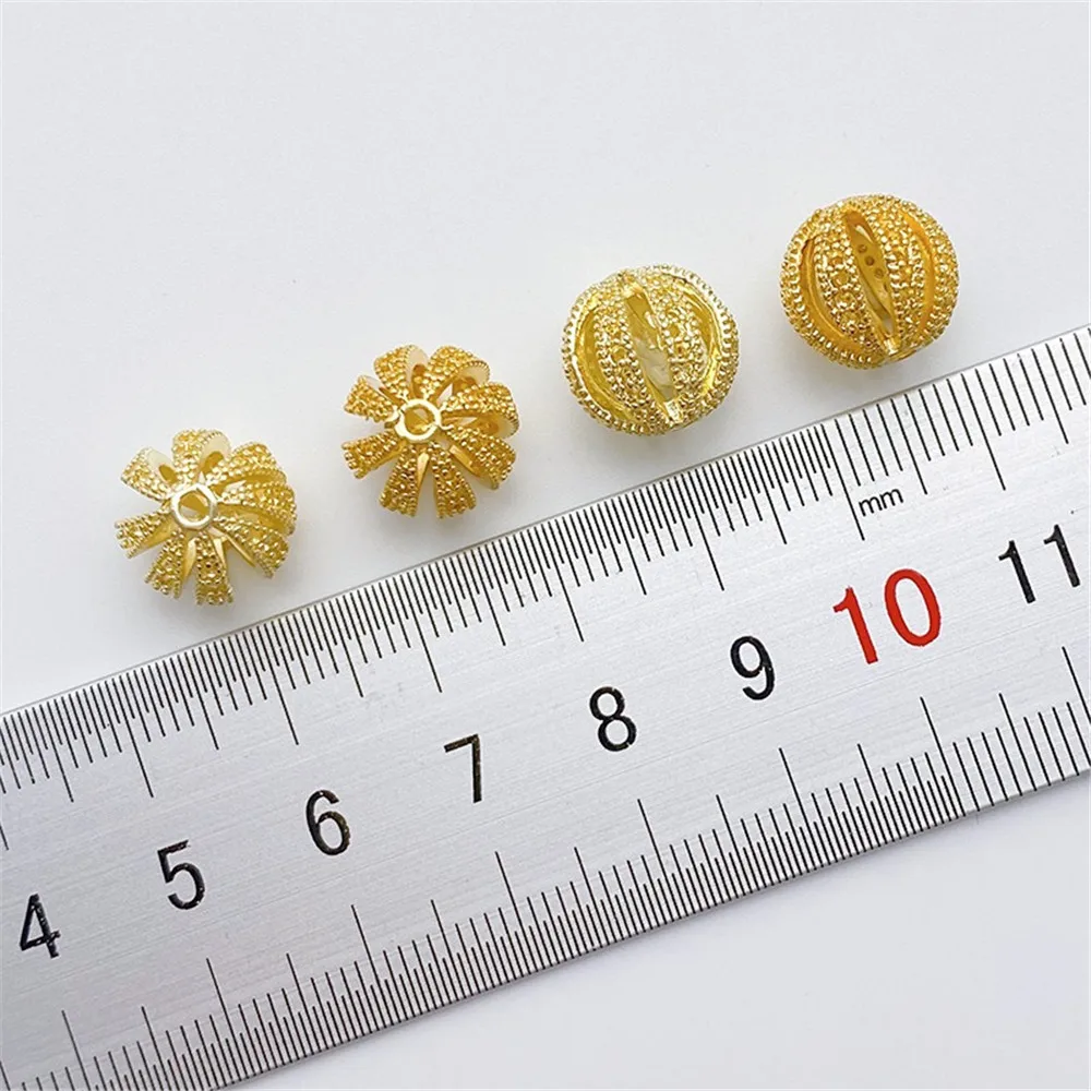 14K Gold-plated Hollow Flower Ball Beads Watermelon Beads Separated Beads Handmade DIY Bracelet Jewelry Materials Accessories