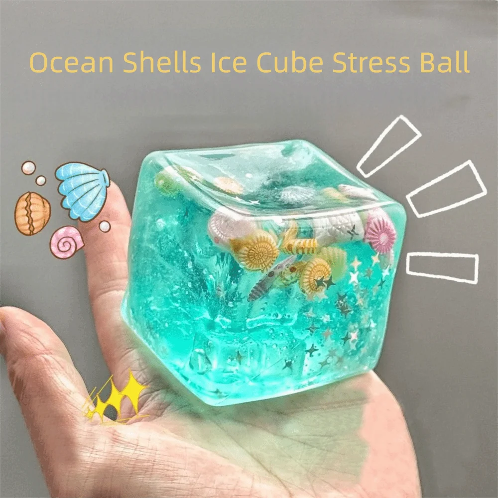 TPR Squishy Stress Balls Star Shell Blue Cartoon Design Slow Rise Squishy Table Decoration Squeeze Relax Ocean Sensory Fidget