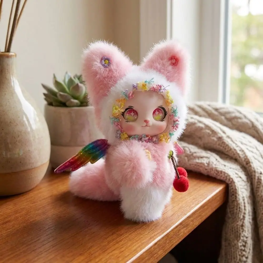 Soft Rabbit Pendant with Wings Hand-Made Model Vinyl Bunny Keychain Anime Keychain with Flower Bunny Ornaments Party Favor