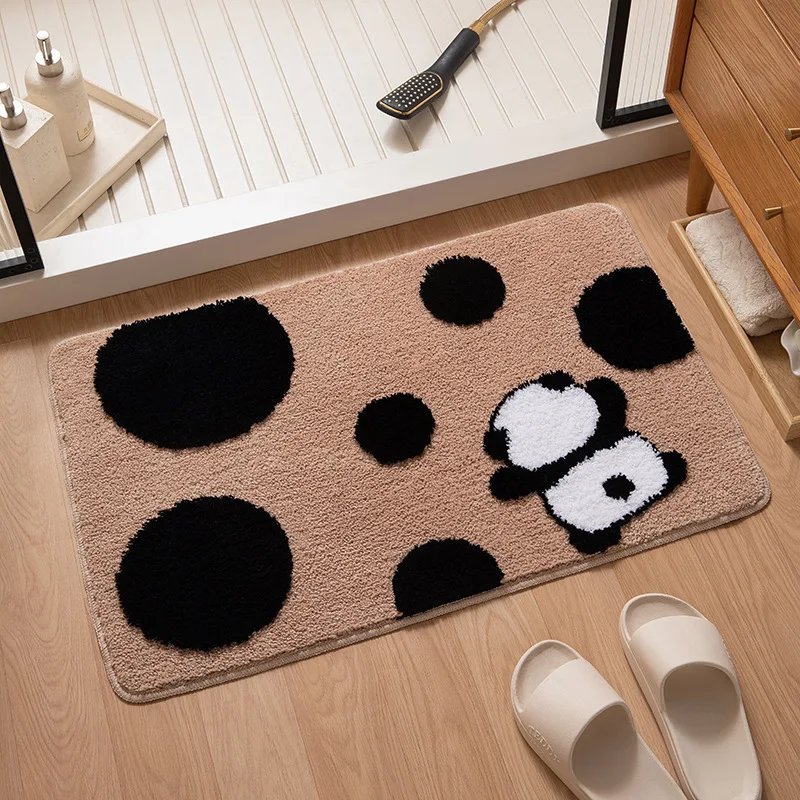 VIKAMA Cartoon Cute Bathroom Floor Mat, Sheepskin-like Rug for Entrance Hall Door Mat, Durable and Stain-Resistant Home Decor