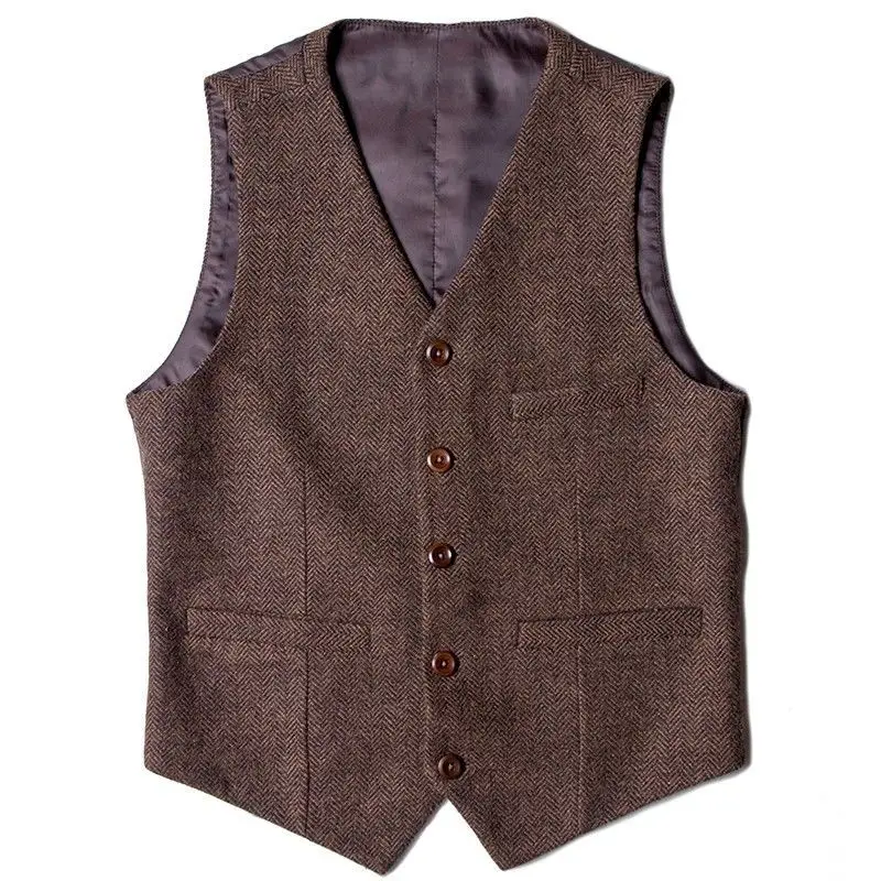 Men's Vest Coffee Waistcoat Dress Jacket Male Formal Gilet For Mens Vests Jeans Summer Casual Business Victorian Clothing