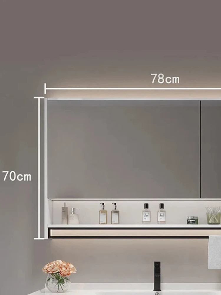 Nordic inteligente armário de espelho do banheiro moda simples grande capacidade beleza lâmpada espelho armário prateleiras móveis arredo bagno fhbc