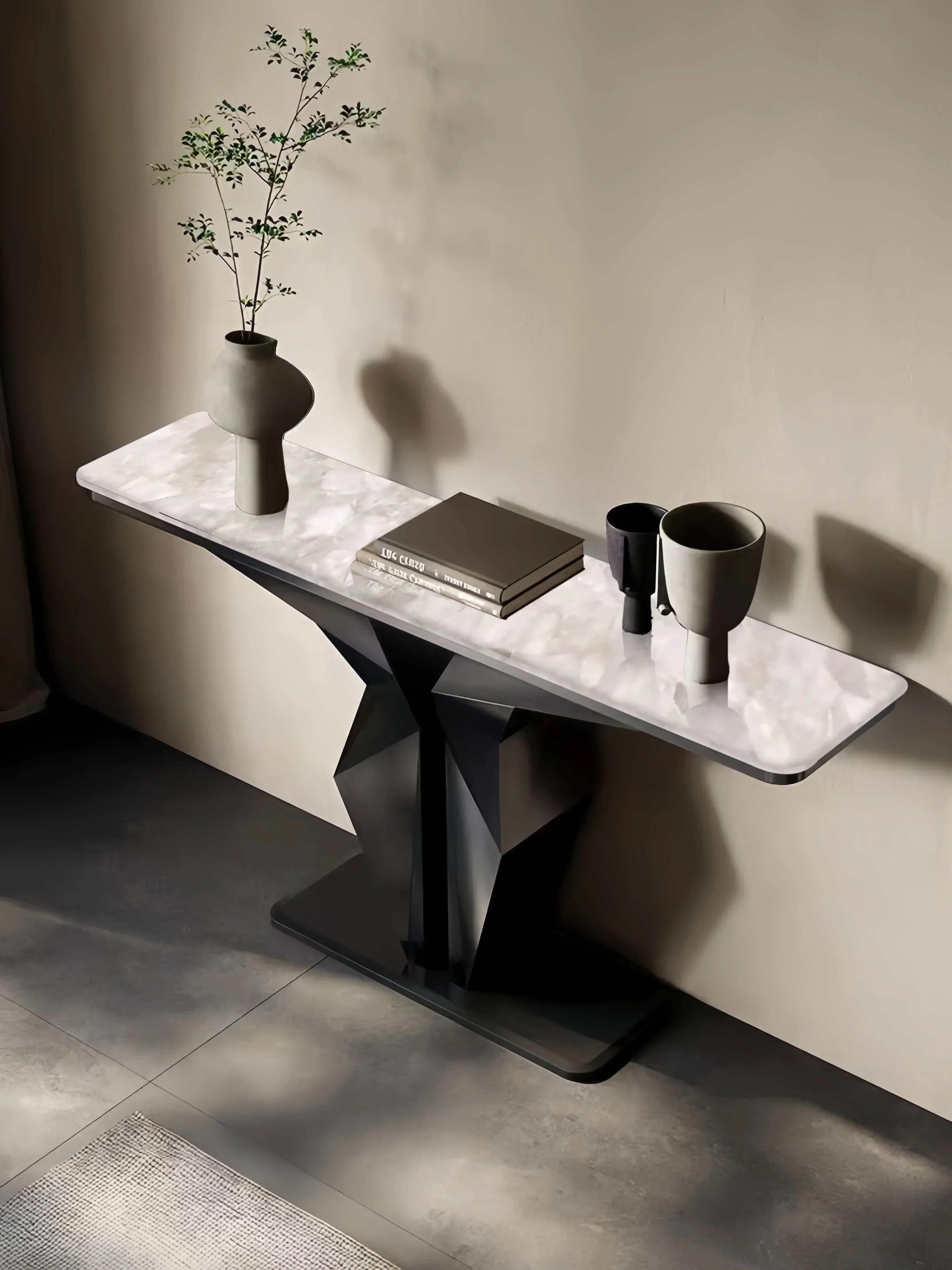 

Светящаяся нефритовая тумба для прихожей, легкая роскошь, простота и современность, металлическая нефритовая тумба для прихожей в гостиничном номере или коридоре53