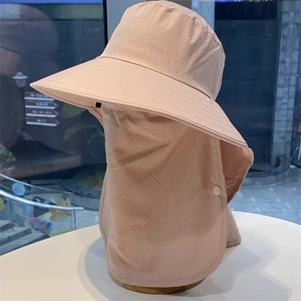 

New Anti-UV Fisherman Hat Wide Brim Adjustable Sun Hat with Neck Protection Shawl 50+UPF Protection Beach Cap Men