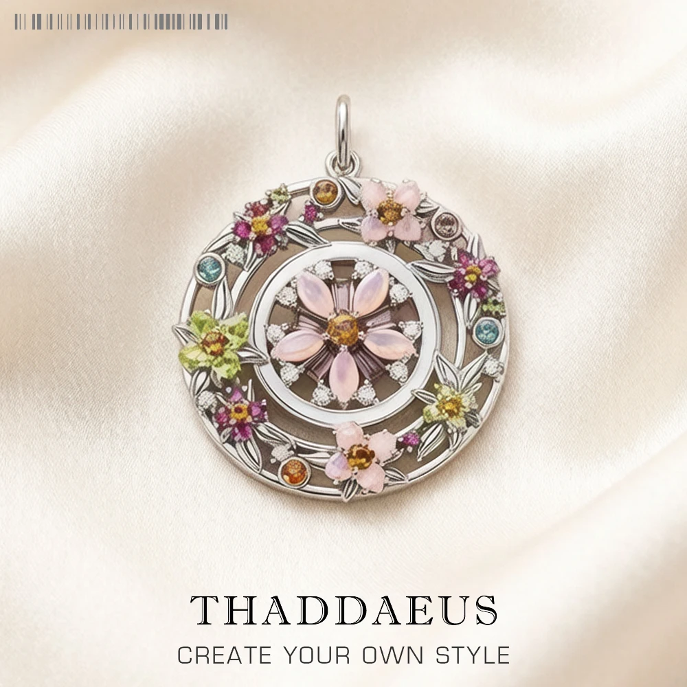 Anhänger Bunte Steine Blumen Amulett Marke Edlen Schmuck Europa 925 Sterling Silber Böhmen Geschenk Für Frau